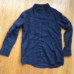 120% Lino Navy Blue Linen Shirt
